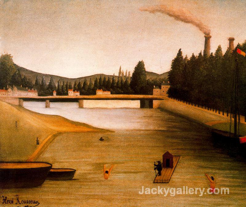Bathing at Alfortville by Henri Rousseau paintings reproduction